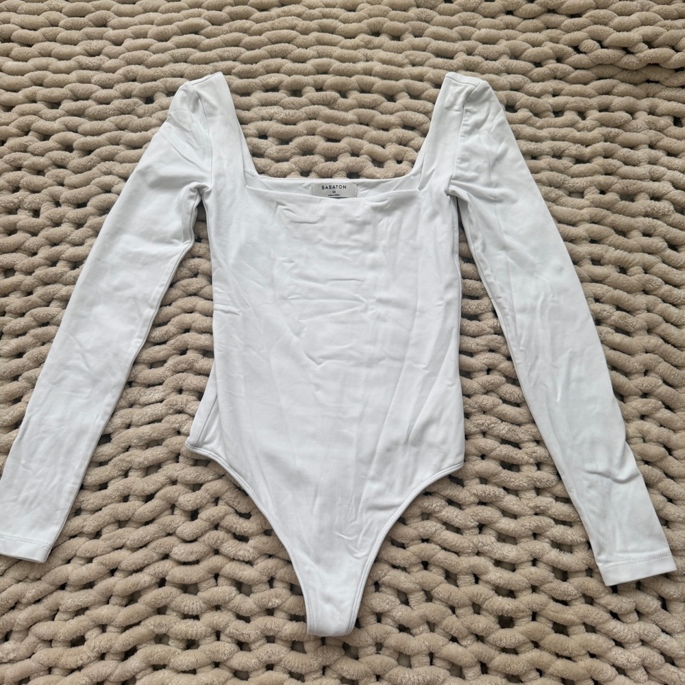 Aritzia White Long Sleeve Bodysuit